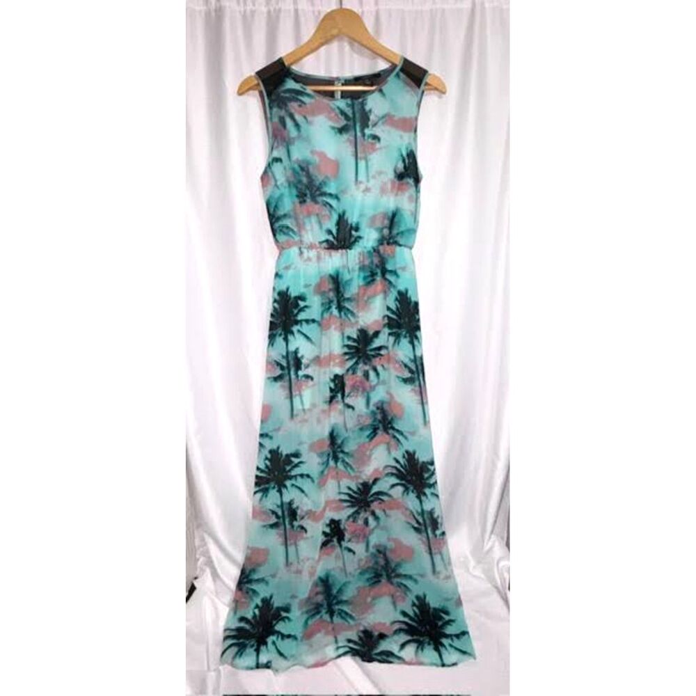 Forever 21 Sunset Palm Tree Maxi Dress - Sz Medium | Romantic Beach Date Night